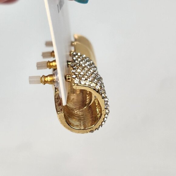 SUGARFIX by BaubleBar Hoop Earrings Wide Chunky Gold Tone Pave Crystals Set of 2 - Picture 4 of 6